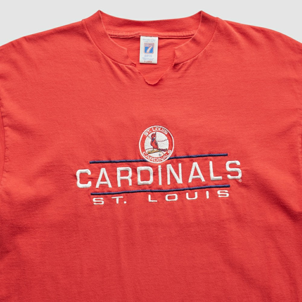 Red St. Louis Cardinals Logo 7 90s T-Shirt