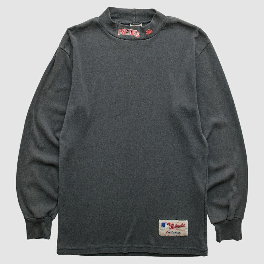Gray Cincinnati Reds Majestic 90s Pullover Sweatshirt