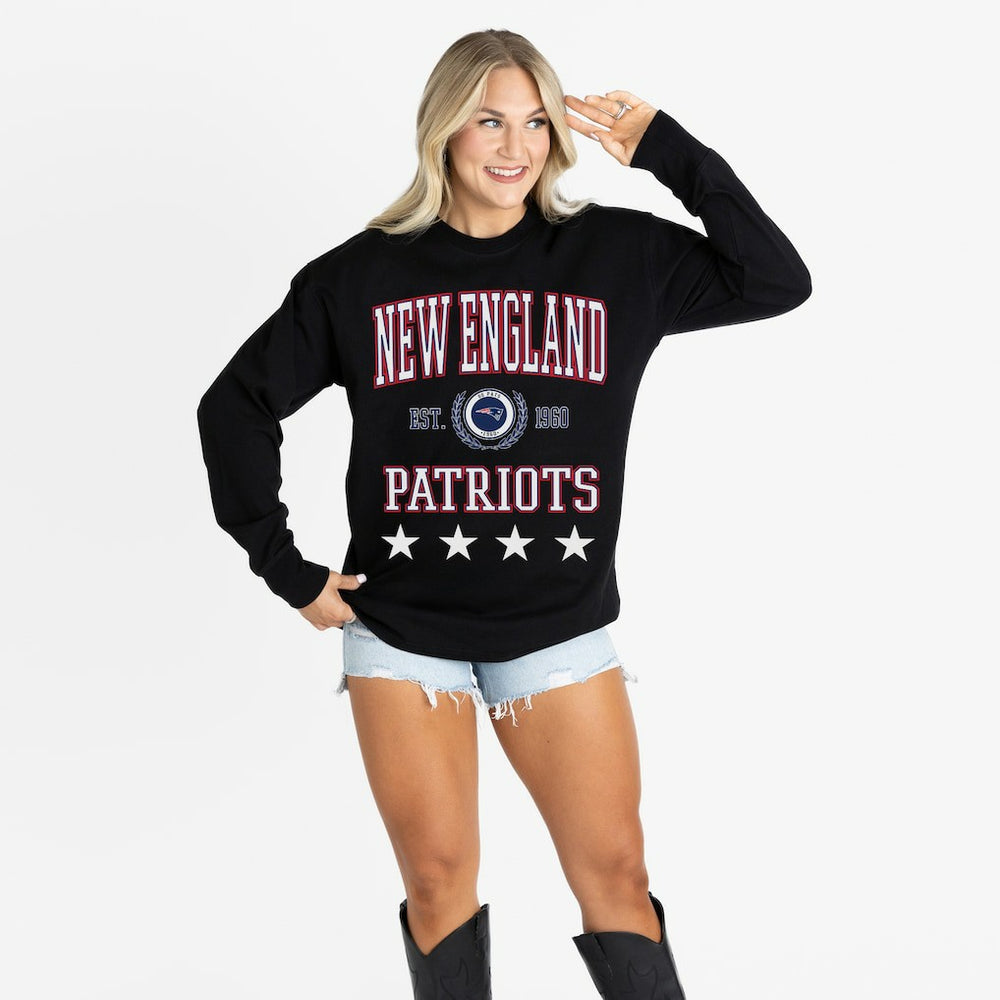 Gameday Couture Women's Oversized Everyday Star Long Sleeve T-Shirt - New England Patriots T-shirts
