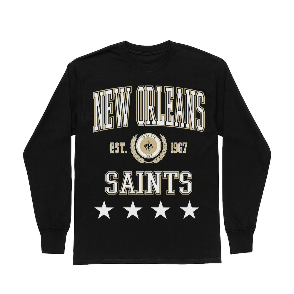 Gameday Couture Women's Oversized Everyday Star Long Sleeve T-Shirt - New Orleans Saints T-shirts