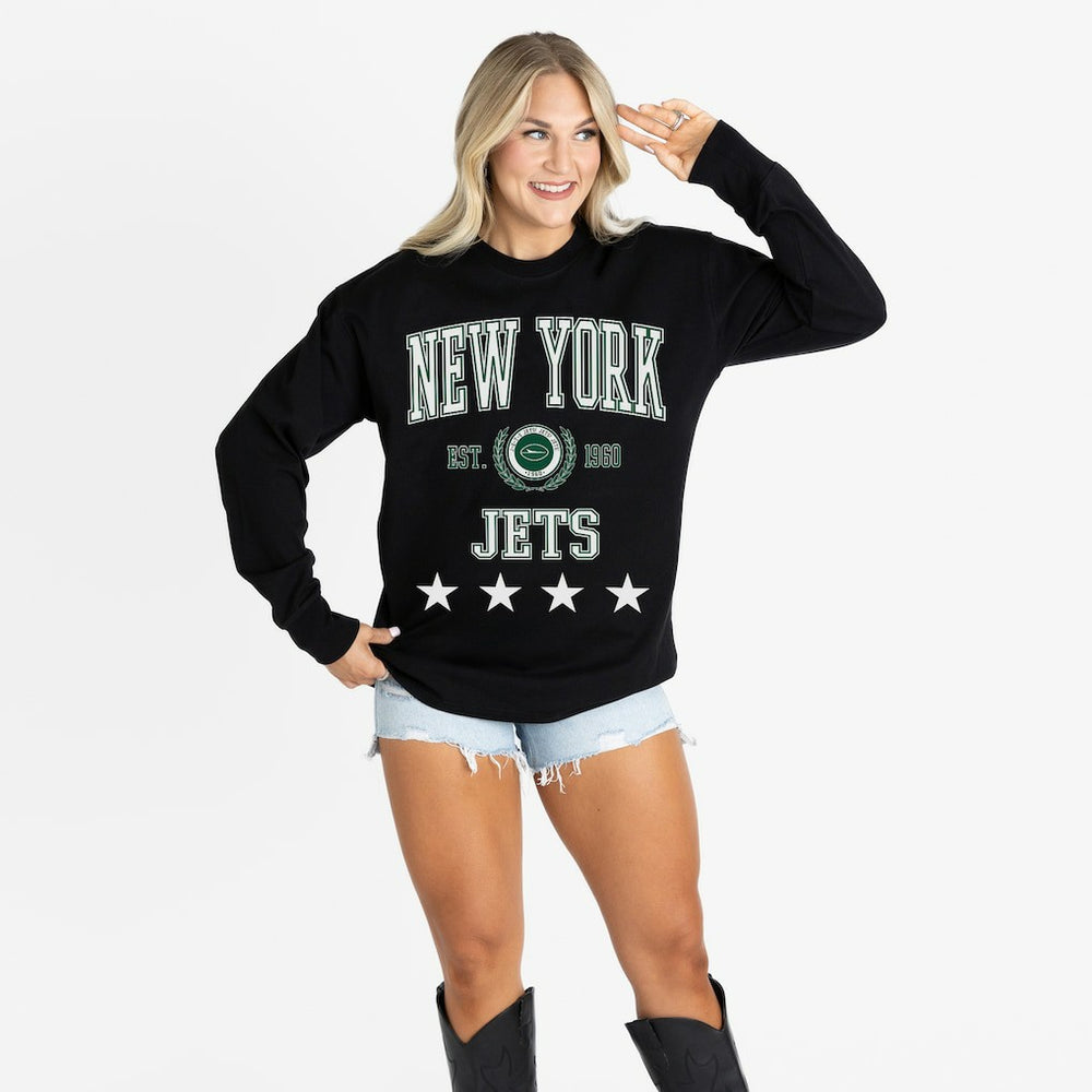 Gameday Couture Women's Oversized Everyday Star Long Sleeve T-Shirt - New York Jets T-shirts