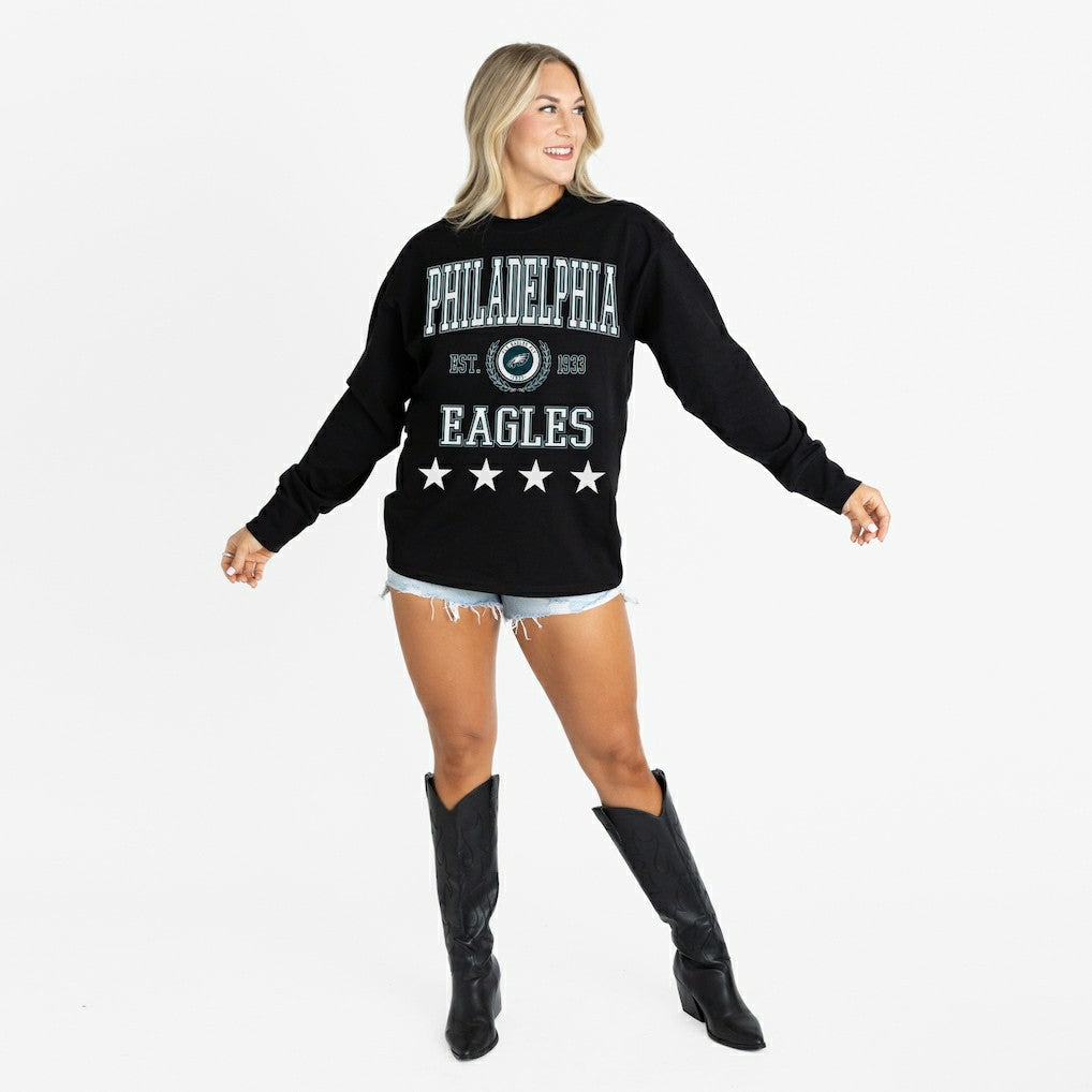Gameday Couture Women's Oversized Everyday Star Long Sleeve T-Shirt - Philadelphia Eagles T-shirts