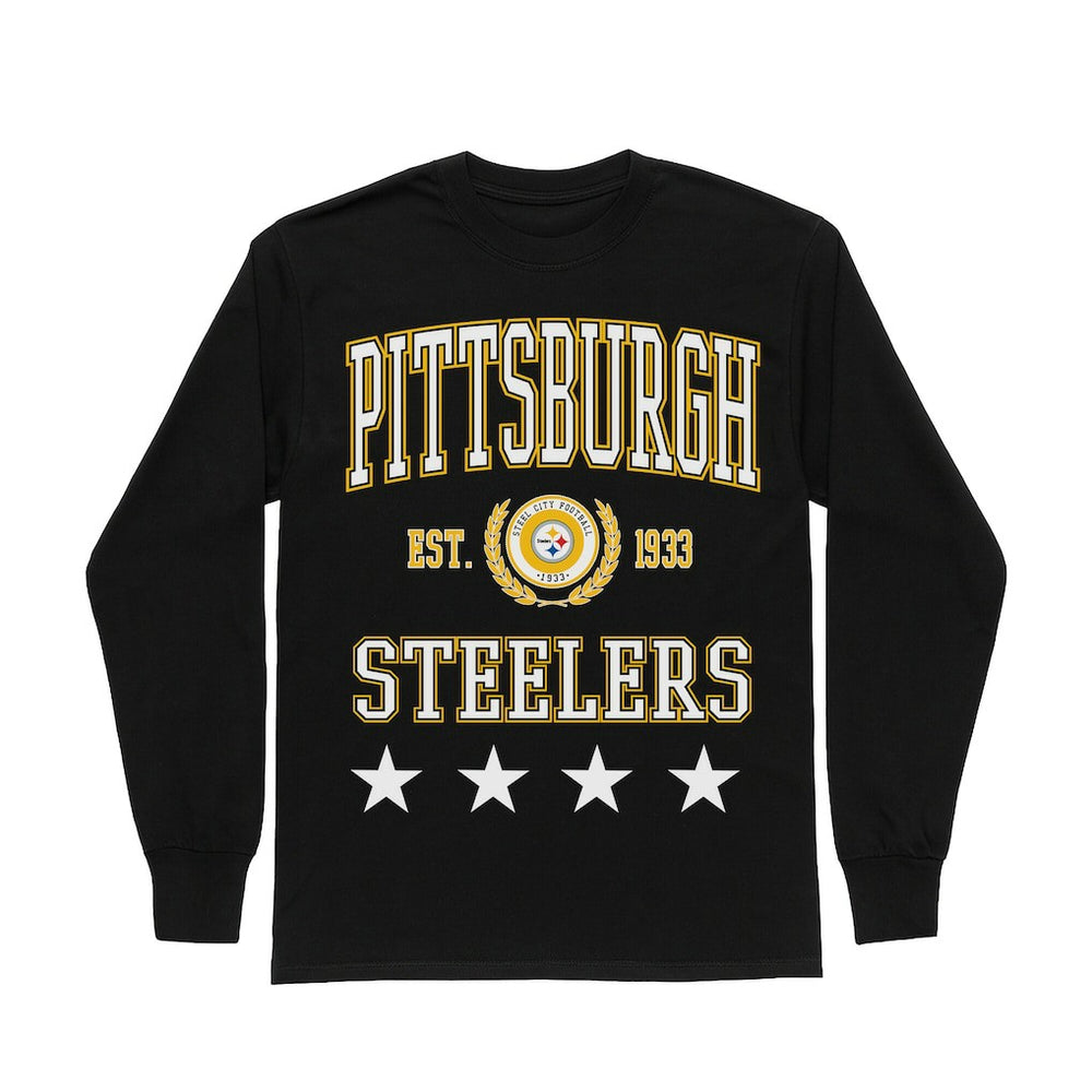 Gameday Couture Women's Oversized Everyday Star Long Sleeve T-Shirt - Pittsburgh Steelers T-shirts