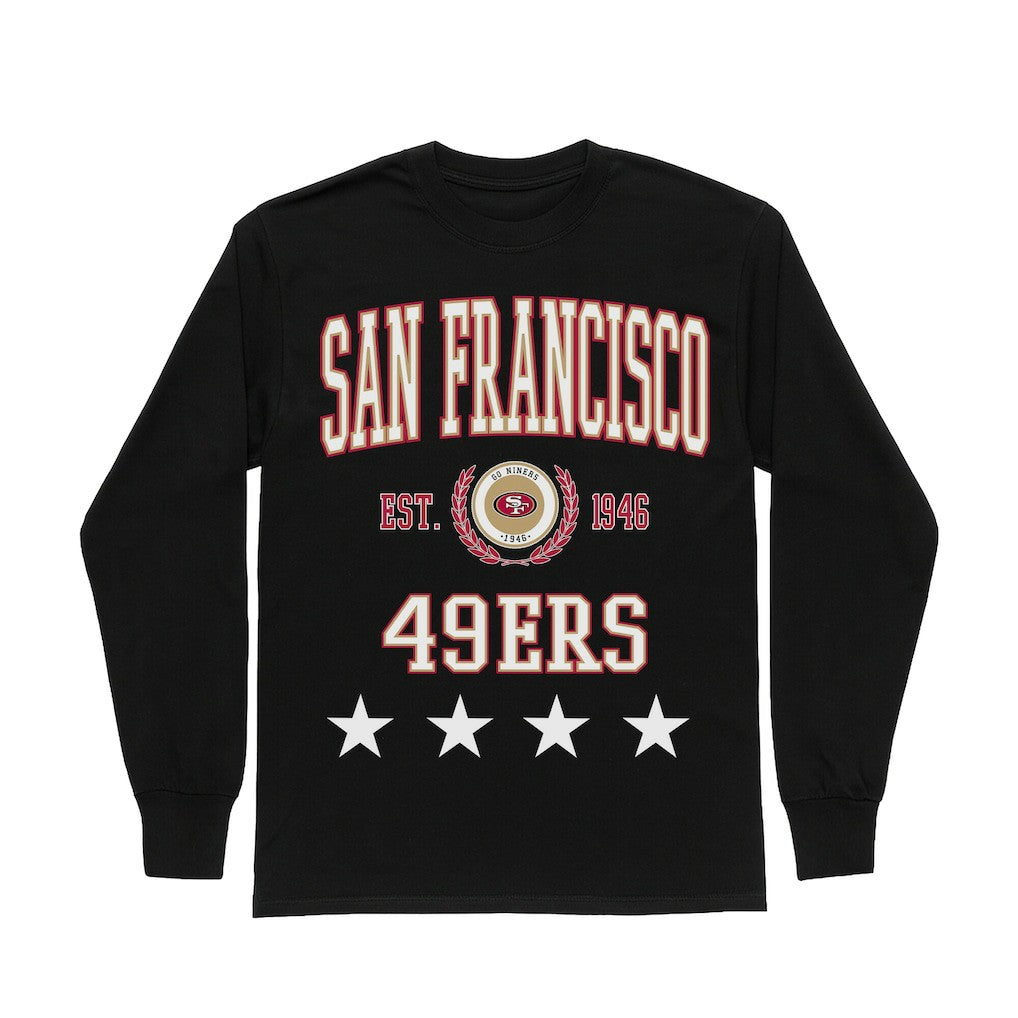 Gameday Couture Women's Oversized Everyday Star Long Sleeve T-Shirt - San Francisco 49ers T-shirts