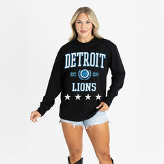 Gameday Couture Women's Oversized Everyday Star Long Sleeve T-Shirt - Detroit Lions T-shirts