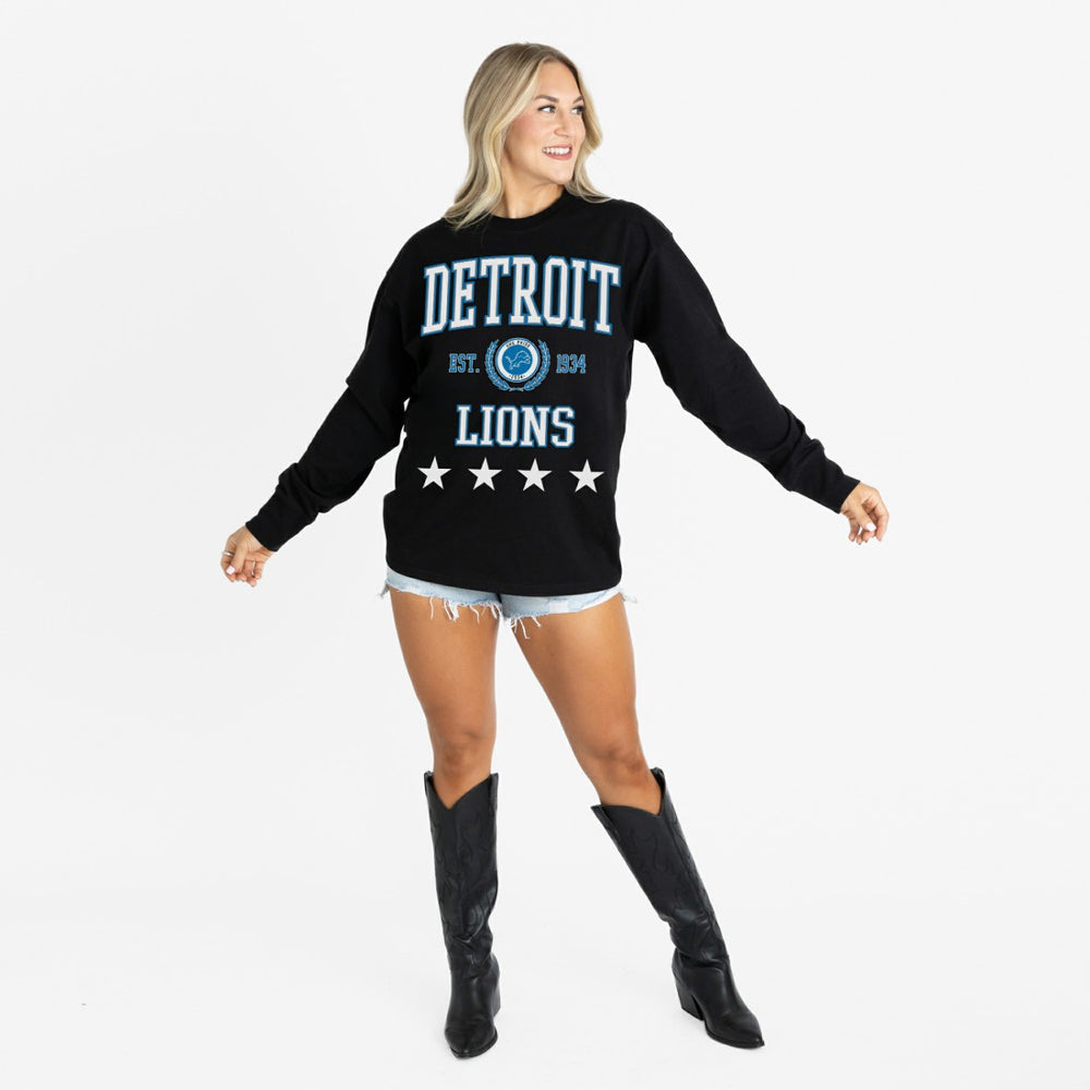 Gameday Couture Women's Oversized Everyday Star Long Sleeve T-Shirt - Detroit Lions T-shirts