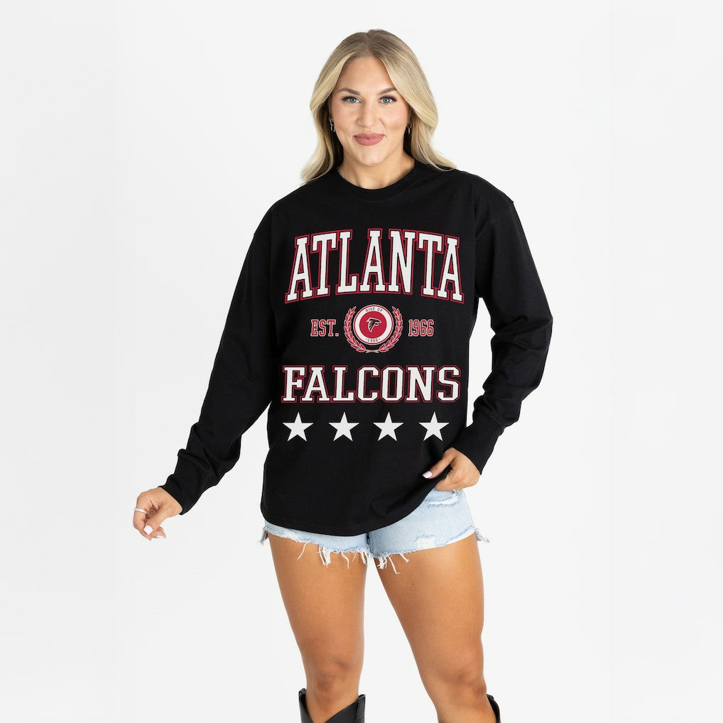 Gameday Couture Women's Oversized Everyday Star Long Sleeve T-Shirt - Atlanta Falcons T-shirts