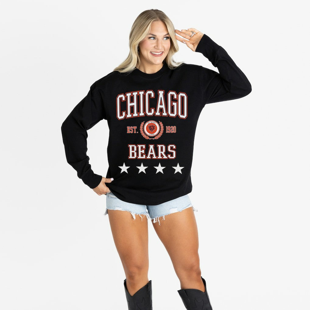 Gameday Couture Women's Oversized Everyday Star Long Sleeve T-Shirt - Chicago Bears T-shirts