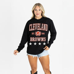 Gameday Couture Women's Oversized Everyday Star Long Sleeve T-Shirt - Cleveland Browns T-shirts