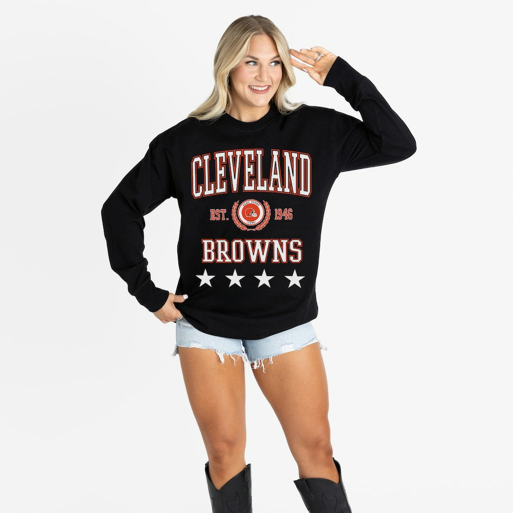 Gameday Couture Women's Oversized Everyday Star Long Sleeve T-Shirt - Cleveland Browns T-shirts