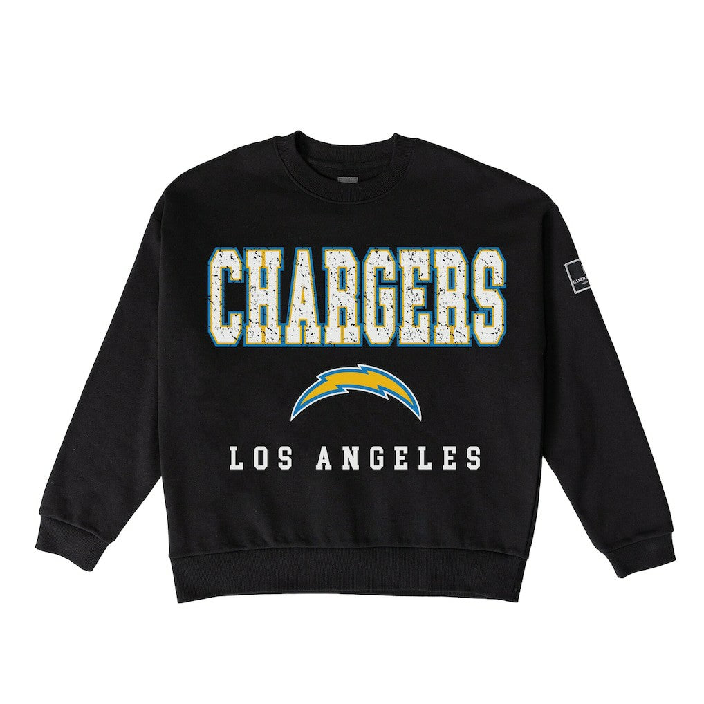 Gameday Couture Women's Oversized Level Up Black Label Premium Fleece Sweatshirt - Los Angeles Chargers Sweatshirts