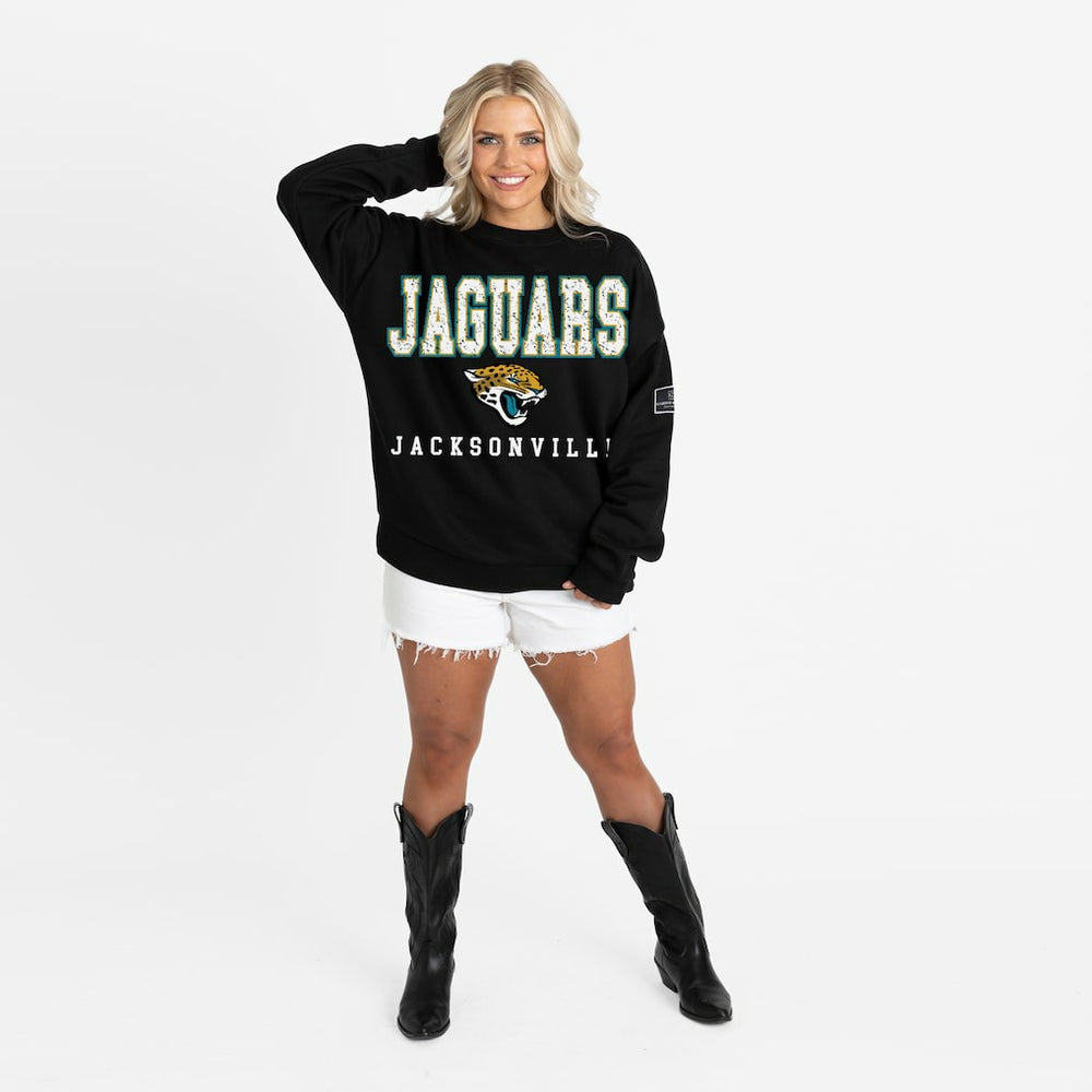 Gameday Couture Women's Oversized Level Up Black Label Premium Fleece Sweatshirt - Jacksonville Jaguars Sweatshirts