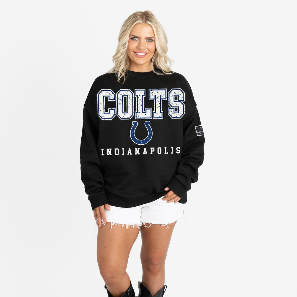 Gameday Couture Women's Oversized Level Up Black Label Premium Fleece Sweatshirt - Indianapolis Colts Sweatshirts