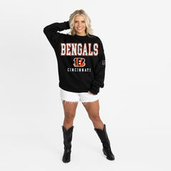 Gameday Couture Women's Oversized Level Up Black Label Premium Fleece Sweatshirt - Cincinnati Bengals Sweatshirts