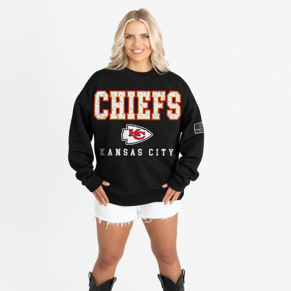 Gameday Couture Women's Oversized Level Up Black Label Premium Fleece Sweatshirt - Kansas City Chiefs Sweatshirts