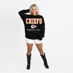 Gameday Couture Women's Oversized Level Up Black Label Premium Fleece Sweatshirt - Kansas City Chiefs Sweatshirts