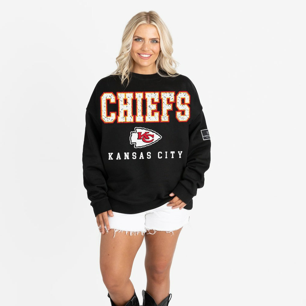Gameday Couture Women's Oversized Level Up Black Label Premium Fleece Sweatshirt - Kansas City Chiefs Sweatshirts