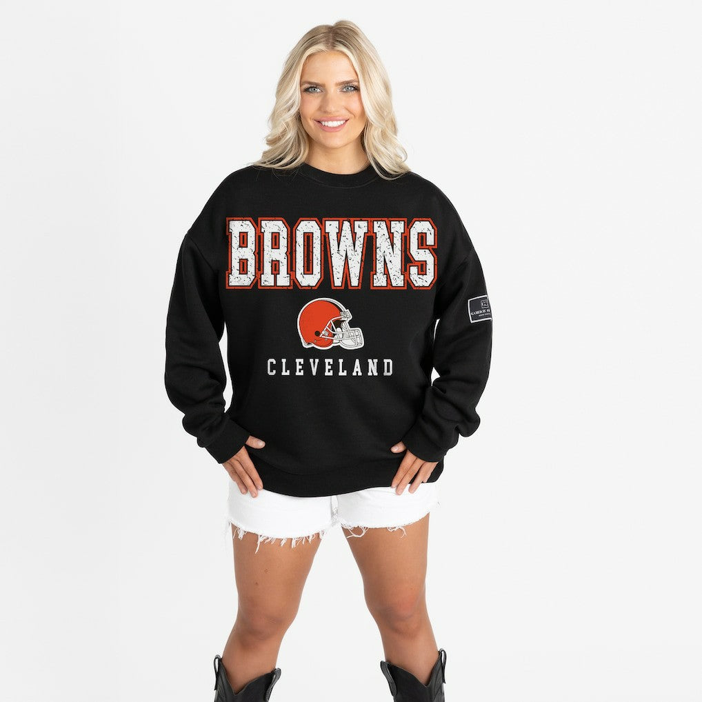 Gameday Couture Women's Oversized Level Up Black Label Premium Fleece Sweatshirt - Cleveland Browns Sweatshirts