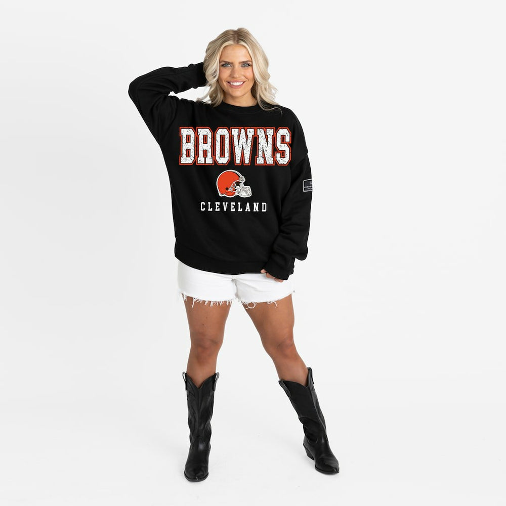 Gameday Couture Women's Oversized Level Up Black Label Premium Fleece Sweatshirt - Cleveland Browns Sweatshirts