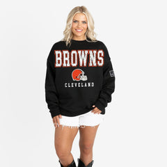 Gameday Couture Women's Oversized Level Up Black Label Premium Fleece Sweatshirt - Cleveland Browns Sweatshirts
