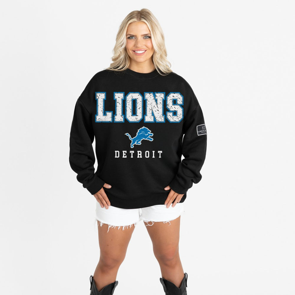 Gameday Couture Women's Oversized Level Up Black Label Premium Fleece Sweatshirt - Detroit Lions Sweatshirts