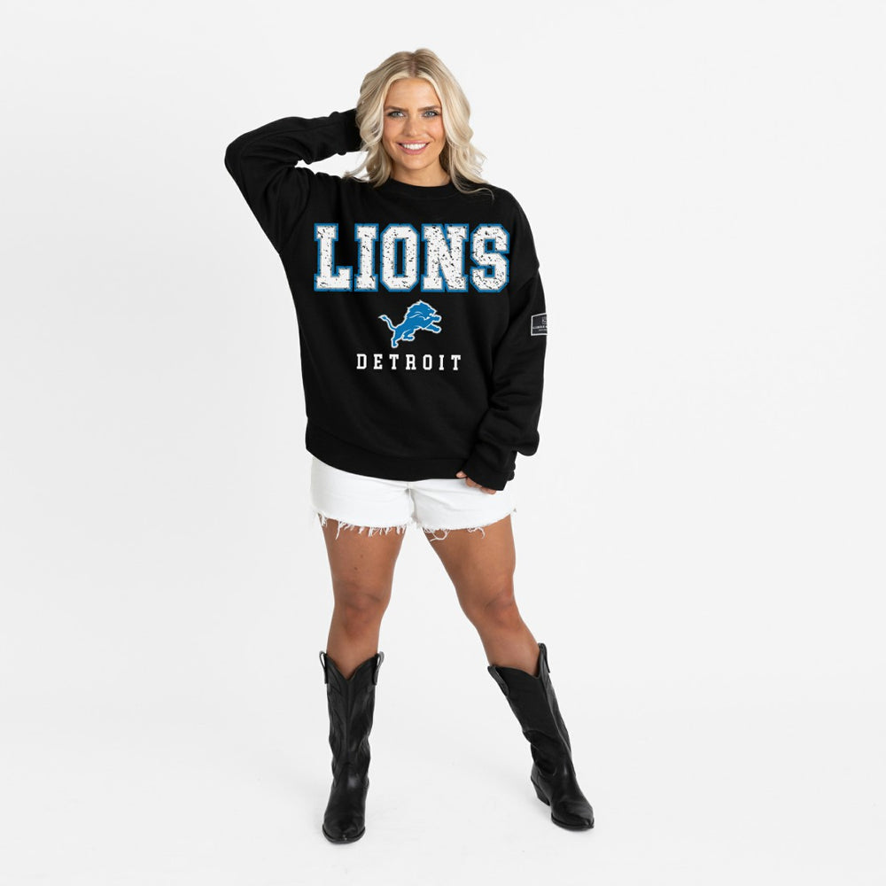 Gameday Couture Women's Oversized Level Up Black Label Premium Fleece Sweatshirt - Detroit Lions Sweatshirts