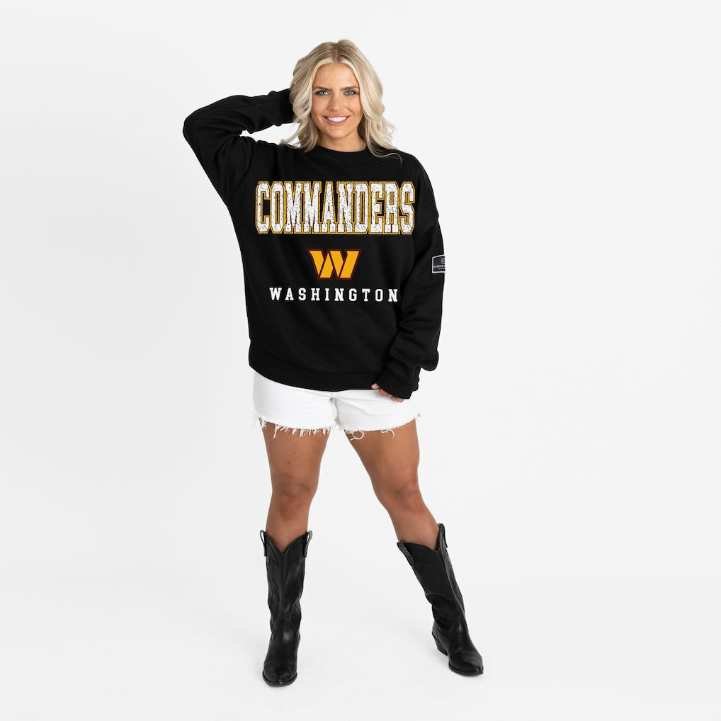 Gameday Couture Women's Oversized Level Up Black Label Premium Fleece Sweatshirt - Washington Commanders Sweatshirts