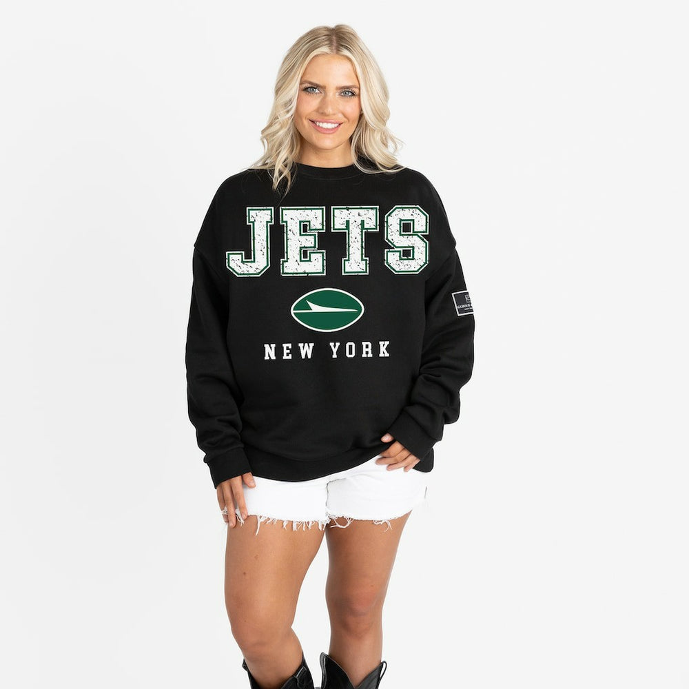 Gameday Couture Women's Oversized Level Up Black Label Premium Fleece Sweatshirt - New York Jets Sweatshirts