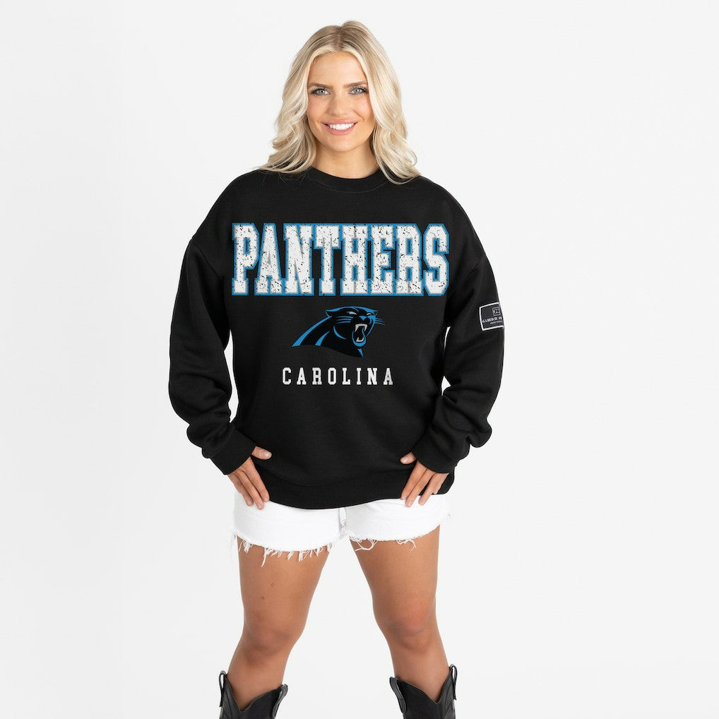 Gameday Couture Women's Oversized Level Up Black Label Premium Fleece Sweatshirt - Carolina Panthers Sweatshirts