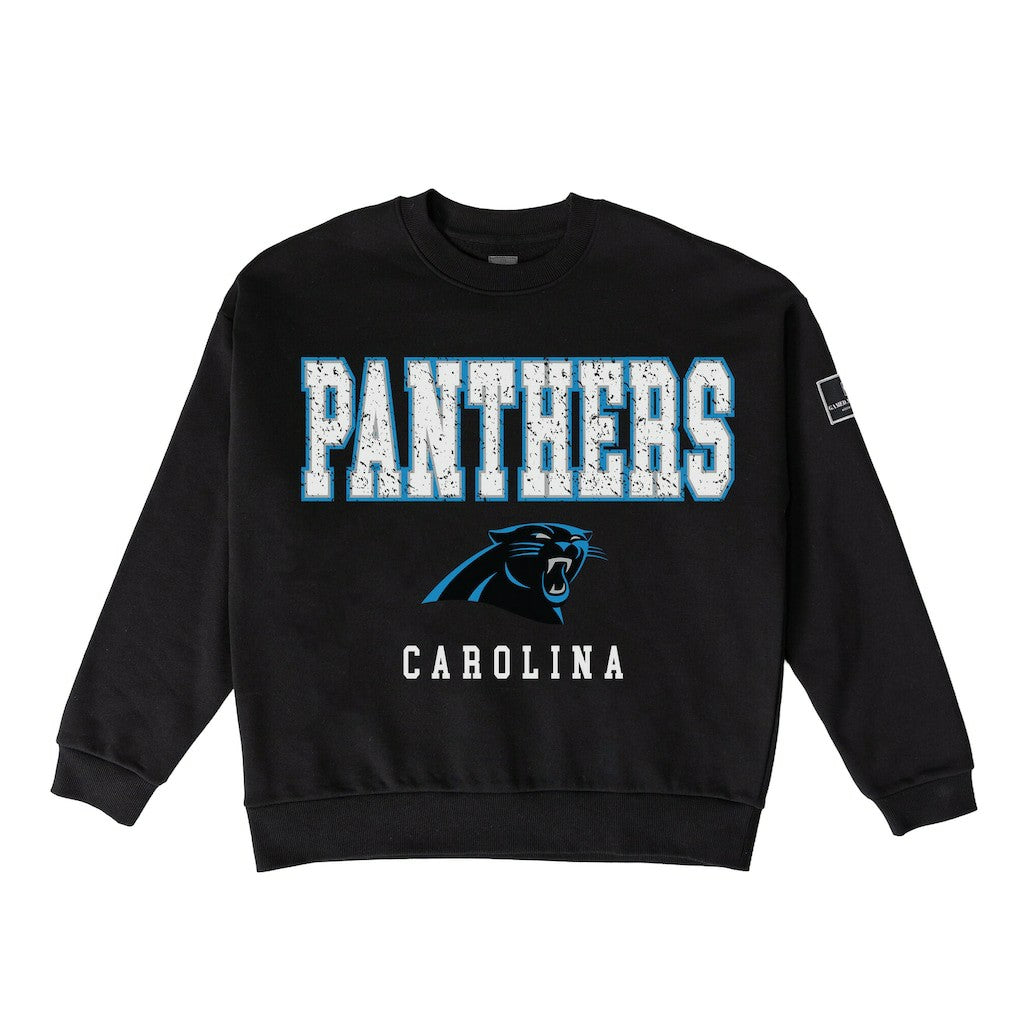 Gameday Couture Women's Oversized Level Up Black Label Premium Fleece Sweatshirt - Carolina Panthers Sweatshirts