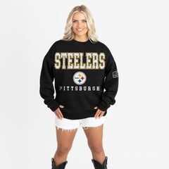 Gameday Couture Women's Oversized Level Up Black Label Premium Fleece Sweatshirt - Pittsburgh Steelers Sweatshirts