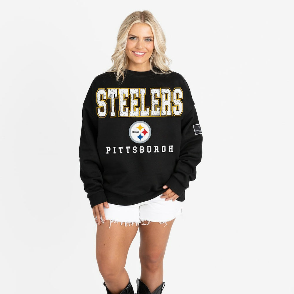 Gameday Couture Women's Oversized Level Up Black Label Premium Fleece Sweatshirt - Pittsburgh Steelers Sweatshirts