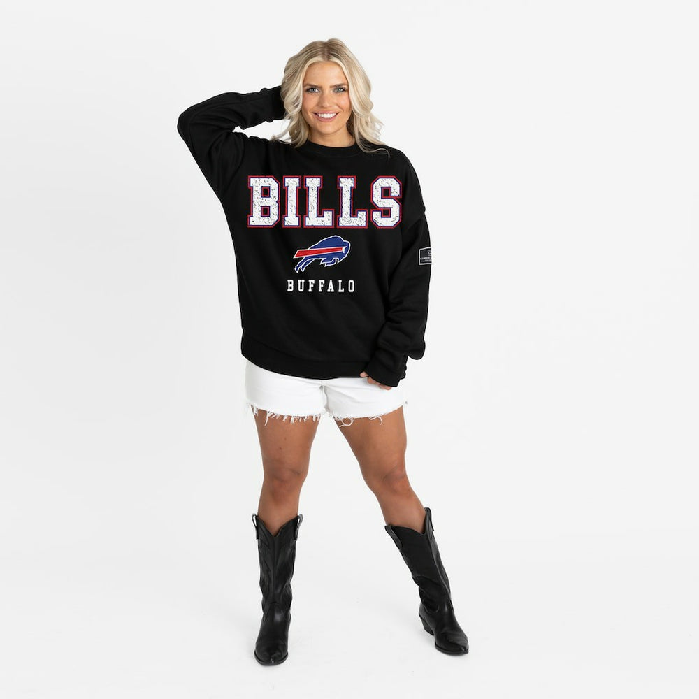 Gameday Couture Women's Oversized Level Up Black Label Premium Fleece Sweatshirt - Buffalo Bills Sweatshirts