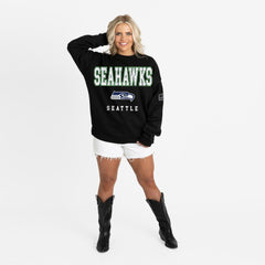 Gameday Couture Women's Oversized Level Up Black Label Premium Fleece Sweatshirt - Seattle Seahawks Sweatshirts