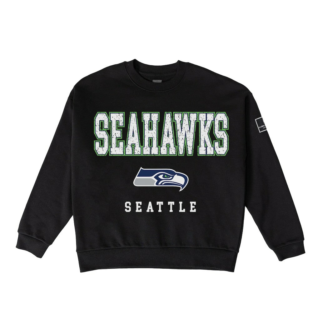 Gameday Couture Women's Oversized Level Up Black Label Premium Fleece Sweatshirt - Seattle Seahawks Sweatshirts