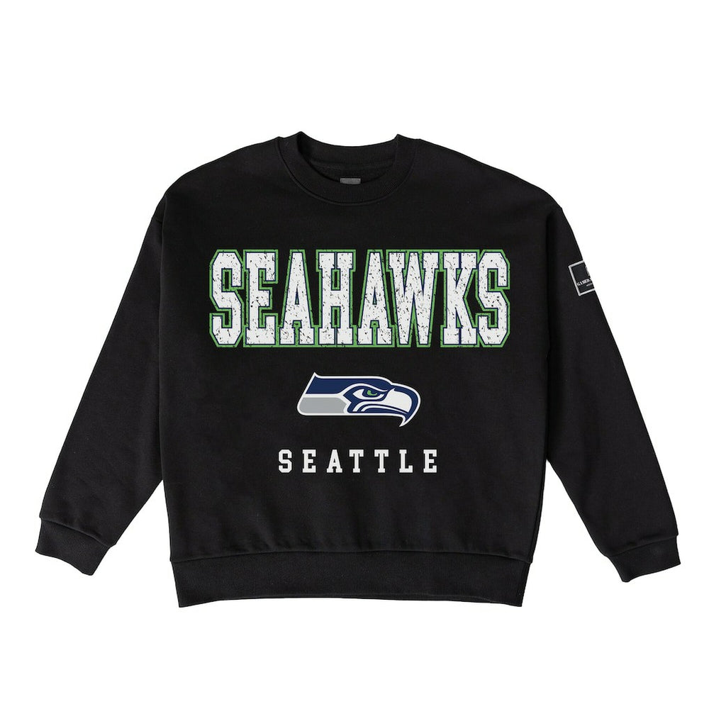Gameday Couture Women's Oversized Level Up Black Label Premium Fleece Sweatshirt - Seattle Seahawks Sweatshirts