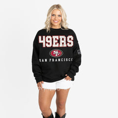 Gameday Couture Women's Oversized Level Up Black Label Premium Fleece Sweatshirt - San Francisco 49ers Sweatshirts