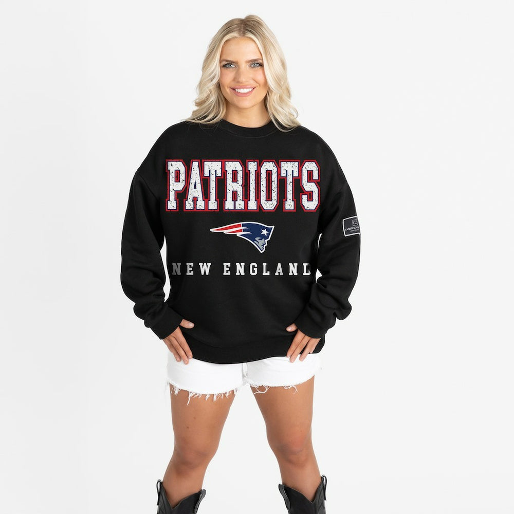 Gameday Couture Women's Oversized Level Up Black Label Premium Fleece Sweatshirt - New England Patriots Sweatshirts