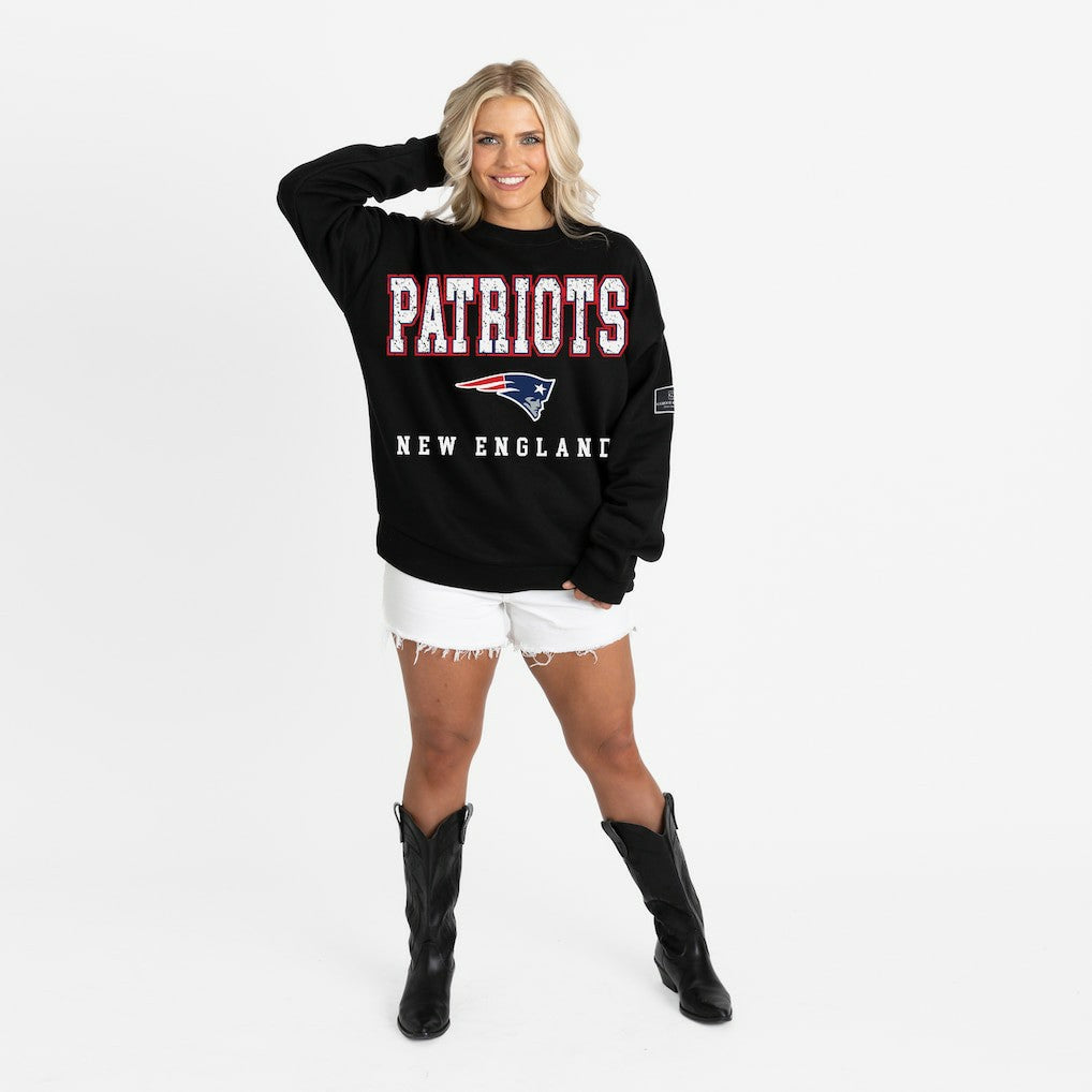 Gameday Couture Women's Oversized Level Up Black Label Premium Fleece Sweatshirt - New England Patriots Sweatshirts