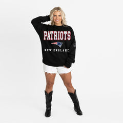 Gameday Couture Women's Oversized Level Up Black Label Premium Fleece Sweatshirt - New England Patriots Sweatshirts