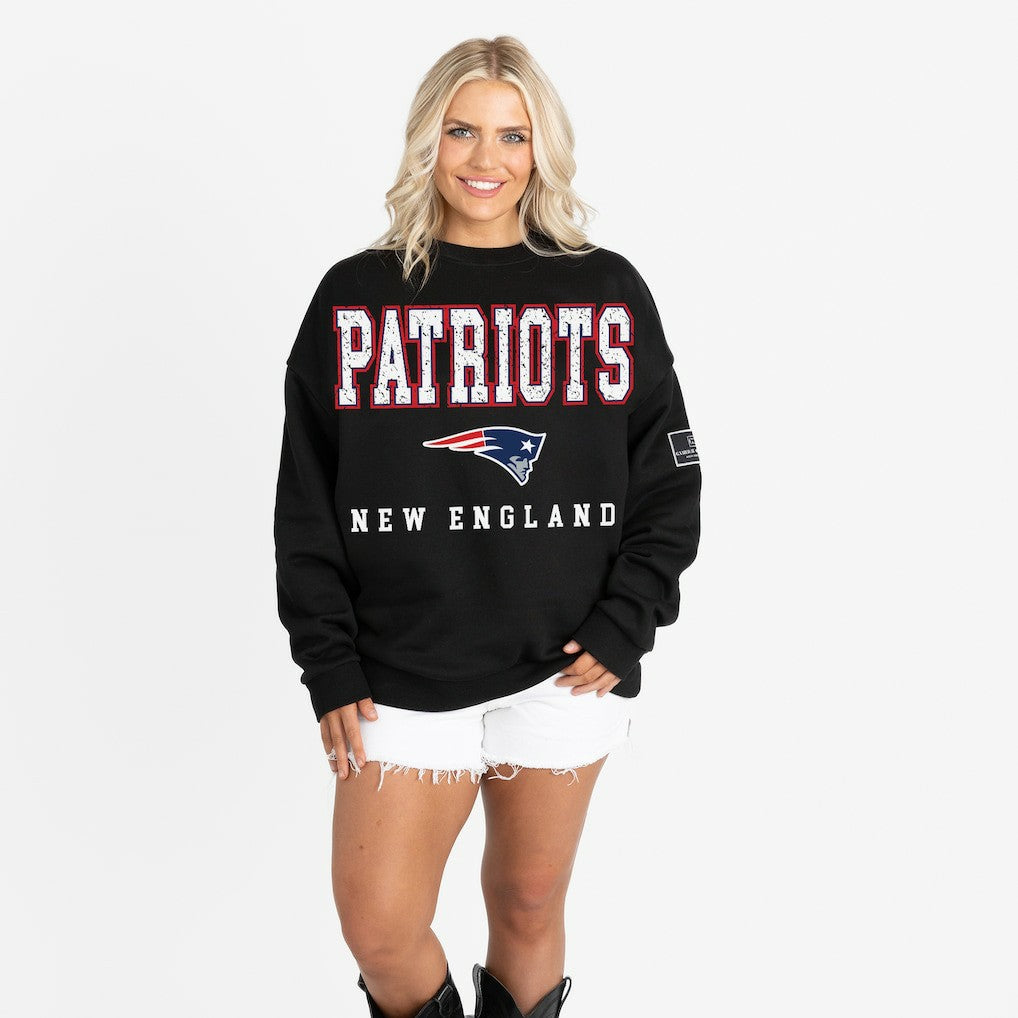 Gameday Couture Women's Oversized Level Up Black Label Premium Fleece Sweatshirt - New England Patriots Sweatshirts