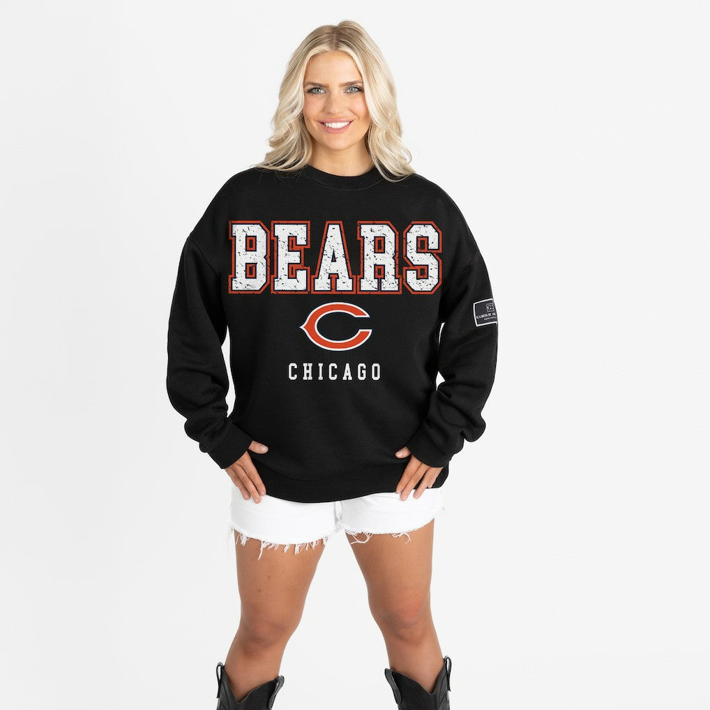 Gameday Couture Women's Oversized Level Up Black Label Premium Fleece Sweatshirt - Chicago Bears Sweatshirts