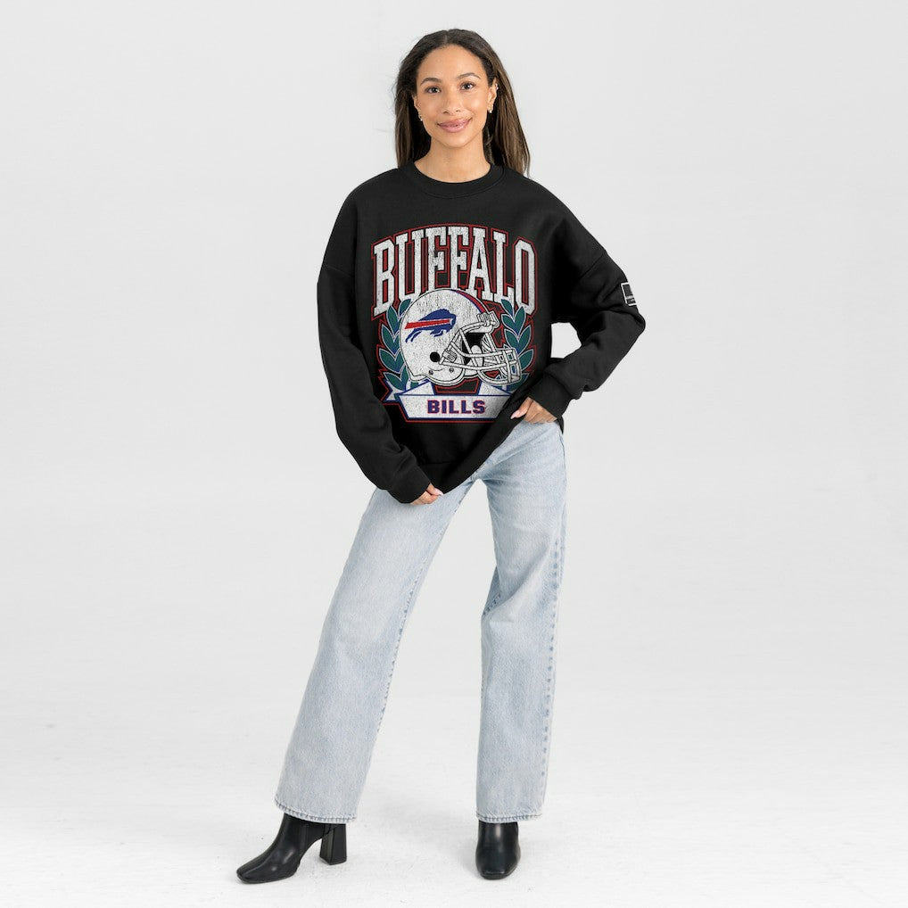 Gameday Couture Women's Oversized Victory Lane Black Label Premium Fleece Sweatshirt - Buffalo Bills Sweatshirts