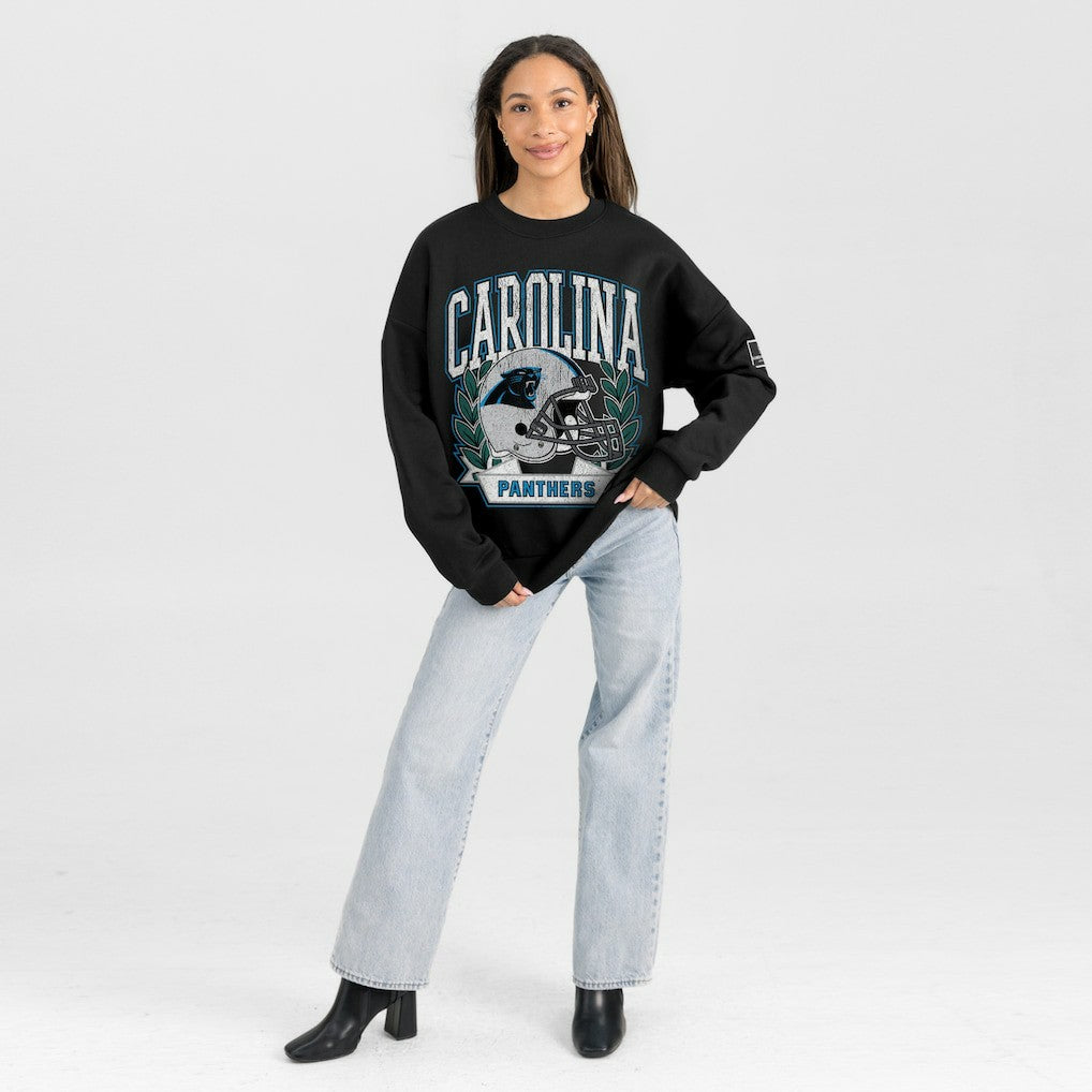 Gameday Couture Women's Oversized Victory Lane Black Label Premium Fleece Sweatshirt - Carolina Panthers Sweatshirts