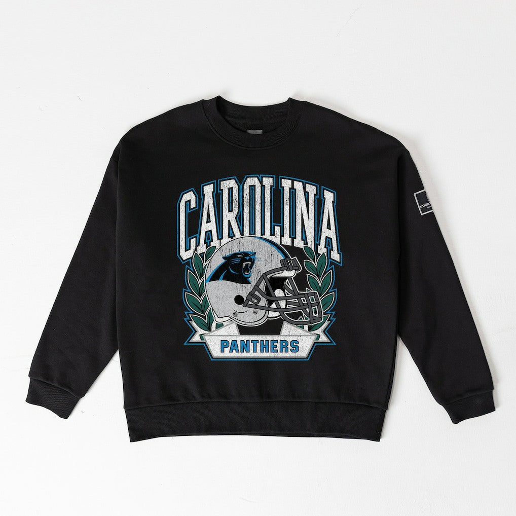 Gameday Couture Women's Oversized Victory Lane Black Label Premium Fleece Sweatshirt - Carolina Panthers Sweatshirts