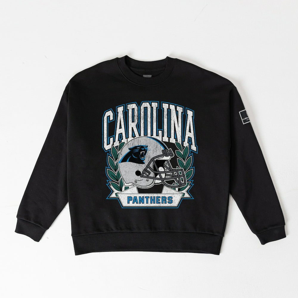 Gameday Couture Women's Oversized Victory Lane Black Label Premium Fleece Sweatshirt - Carolina Panthers Sweatshirts