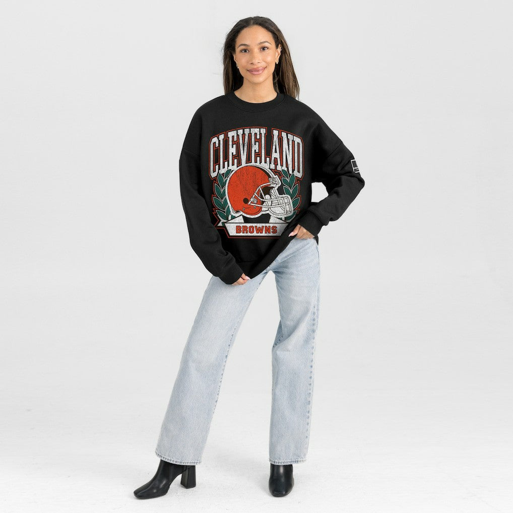 Gameday Couture Women's Oversized Victory Lane Black Label Premium Fleece Sweatshirt - Cleveland Browns Sweatshirts