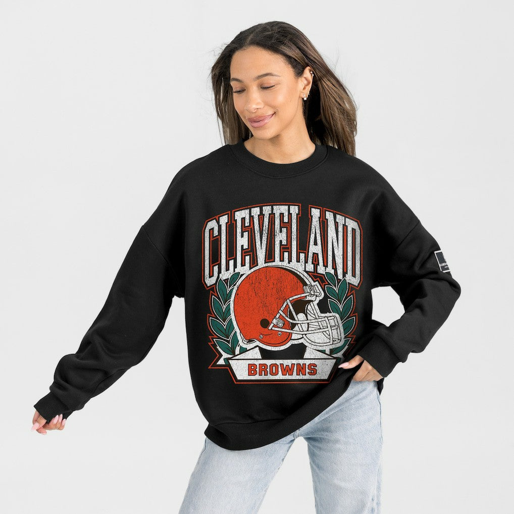 Gameday Couture Women's Oversized Victory Lane Black Label Premium Fleece Sweatshirt - Cleveland Browns Sweatshirts