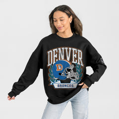 Gameday Couture Women's Oversized Victory Lane Black Label Premium Fleece Sweatshirt - Denver Broncos Sweatshirts