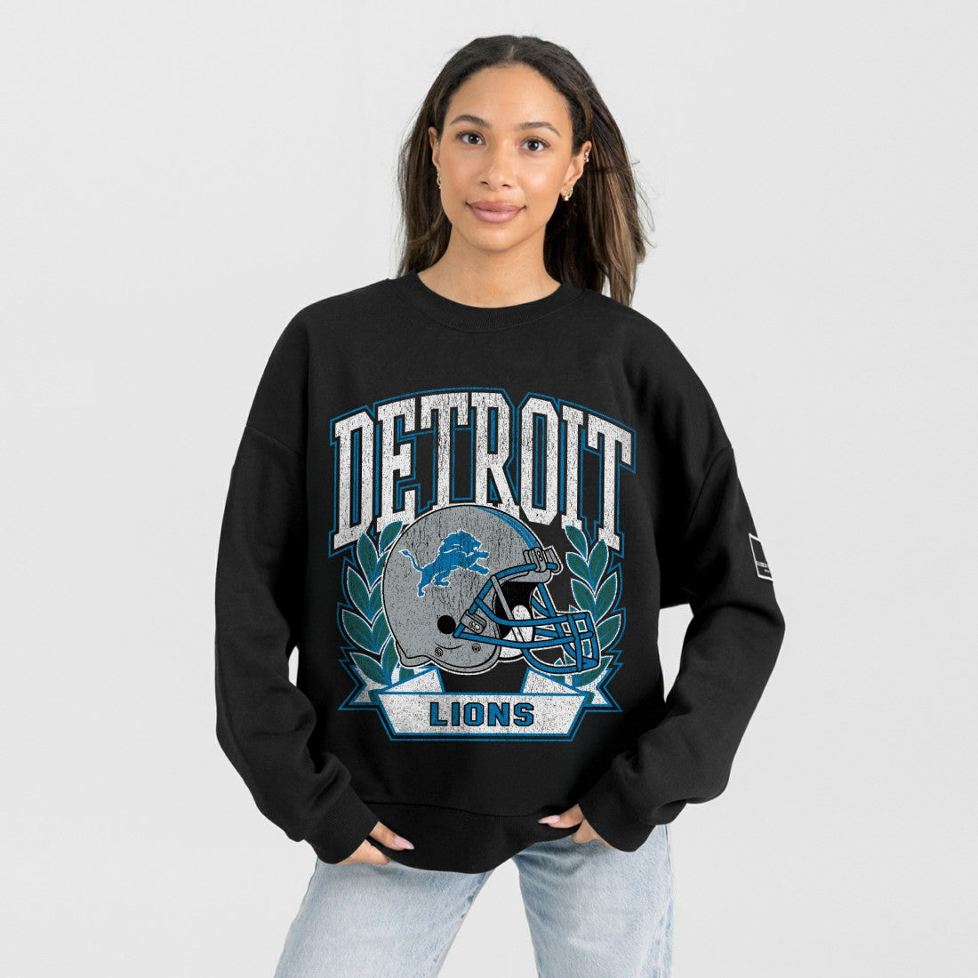 Gameday Couture Women's Oversized Victory Lane Black Label Premium Fleece Sweatshirt - Detroit Lions Sweatshirts